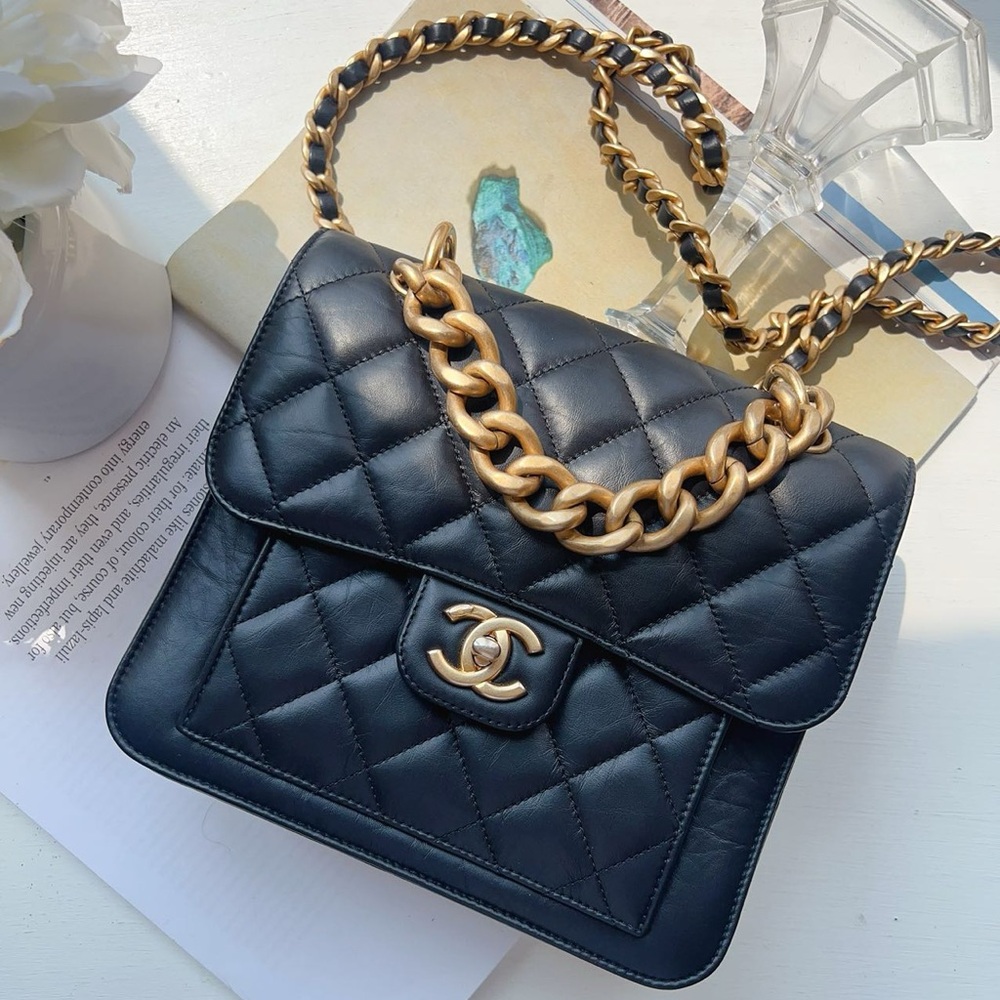 Chanel Mini Flap Black Aged Calfskin Bag